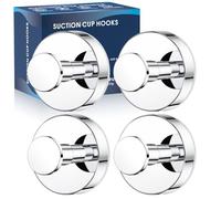 MOTAIPEAK Lot de 4 crochets à ventouse pour douche, serviettes de douche amovibles pour mur de salle de bain, cuisine, verre, miroir, carrelage pour accrocher des peignoirs, luffa - Chrome