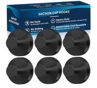 MOTAIPEAK Lot de 6 crochets à ventouse pour douche, sans perçage, pour mur de salle de bain, cuisine, verre, miroir, carrelage pour accrocher serviettes, peignoirs, luffa - Noir