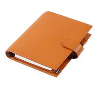 Moterm Classeur à anneaux A5 de luxe - En cuir véritable - Orange galet brûlé - 30 mm