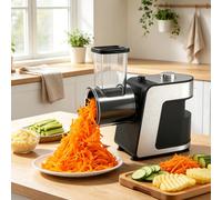 Moteur 500W, trancheuse à légumes et râpe à fromage électrique 5-en-1 avec 5 lames interchangeables en acier inoxydable (tranchage/vagues/râpage/broyage) pour la cuisine, pommes de terre, carottes, 22