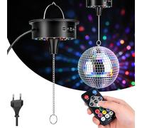 Moteur à boule disco avec télécommande, vitesse réglable 3 à 15 tr/min pour boule miroir de 10 à 40 cm, 30 lumières LED RVB, décoration d'éclairage de fête, DJ, mariage