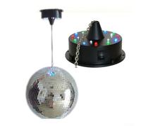 Moteur à boule disco avec télécommande : vitesse réglable 4 lumières LED de couleur pour boules miroir de 15 à 38,1 cm, pour éclairage de maison, club d'événements (kit de 20,3 cm)