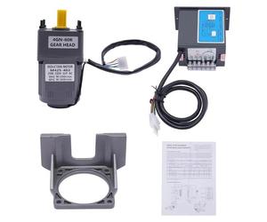 Moteur à engrenages AC, 220V - 25W, 60K - Couple : 8 Nm - Vitesse : 90–1350 tr/min - Contrôle de la vitesse avec variateur - Couleur : gris