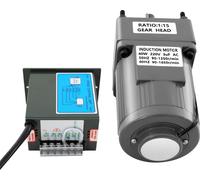 Moteur à engrenages industriel - Asynchrone - 40 W, 220 V CA monophasé - Rapport de réduction 15:1 - Vitesse de sortie 0–90 tr/min - Couple 3,86 N·m - Arbre de 12 mm - Variateur de vitesse