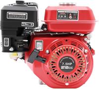 Moteur à essence - 4 temps, monocylindre, 212 cm³ - 7,5 chevaux, 4000 W - Démarrage manuel par corde - Refroidissement par soufflerie - Rouge