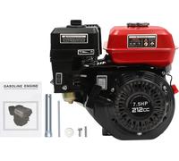 Moteur à essence GX200 - 4 temps, monocylindre - 4 kW, 7,5 chevaux, 208 cm³ - Refroidissement par air - Démarrage par câble - Moteur de remplacement pour pompes à eau et tondeuses - Noir