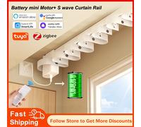 Moteur de rideau intelligent Tuya Mini Zigbee 6400 mAh et rail électrique pour rideaux à plis ondulés (S-Wave) compatible Alexa Yandex Smartlife Right open