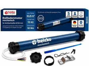 Moteur de volet roulant Heicko, modèle SW60, avec couple de 50 Nm, moteur tubulaire, capacité de traction de 113 kg, pour une surface de 32,5 m²