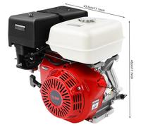 Moteur essence de 420 cm³ pour karts – 4 temps, arbre à cames en tête – Horizontal – 15 chevaux – 3000–3600 tr/min – Démarreur par corde – Rouge