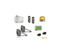 Somfy 1216596 Motorisation professionnelle Axovia 3S io Pack confort à bras pour portail battant - Livrée avec 2 télécommandes, feu orange, photocellules et batterie de secours