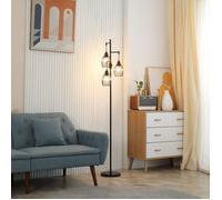 MOTHINESSTO1130-Lampadaire style industriel 40 W max. 3 abat-jours en métal filaire luminosité réglable - ampoule E27 - noir