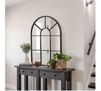MOTHINESSTO1225-Miroir mural arqué 91 x 60 cm, miroir verrière arche style industriel, miroir de fenêtre arqué avec cadre métallique