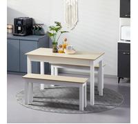 MOTHINESSTO1483-Ensemble table à manger 3 pièces avec 2 bancs encastrables pour 4-6 personnes style contemporain panneaux de particu