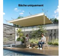 MOTHINESSTO2076-Toile de toit pour pergola tonnelle rétractable de 4 x 3 m - toile uniquement 350 x 260 cm beige