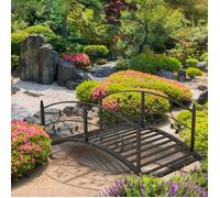 MOTHINESSTO2293-Pont de jardin pont de bassin décoration du jardin dim. 119L x 67l x 47H cm avec balustrade motif de vigne acier noi