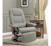 MOTHINESSTO2416-Fauteuil relax inclinable repose-pieds réglable pivotant 360° piètement bois revêtement synthétique gris