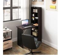 MOTHINESSTO3041-Bureau avec rangement pliable murale rabattable avec bibliothèque poste de travail tableau à craie et étagère réglab