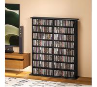 MOTHINESSTO3846-Rangements pour CD et DVD avec 16 compartiments et 12 étagères réglables capacité max. 720 CD/396 DVD et Blu-ray noi