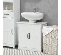 MOTHINESSTO4417-Meuble sous lavabo salle de bain meuble sous vasque avec double porte et étagère réglable, 60x30x60cm, blanc