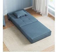 MOTHINESSTO5193-Chauffeuse canapé-lit convertible fauteuil 1 place avec 1 coussin déhoussable, tissu bleu foncé
