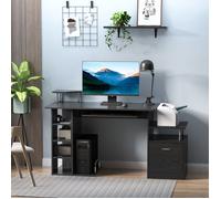 MOTHINESSTO5494-Bureau pour ordinateur table de travail bureau informatique multi-rangements 152 x 60 x 88 cm noir