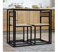 MOTHINESSTO715-Ensemble Table et chaises de Salle à manger Set de 1 Table + 2 chaises encastrables pour Cuisine - métal Noir Aspect