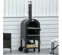 MOTHINESSTO961-Four à Pizza extérieur au Charbon de Bois - Barbecue sur roulettes - Four à Bois - Pierre réfractaire - cheminée, jau
