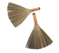 MOTHNUR Lot de 2 balais tressés à la main en paille naturelle multicolore | Tressé à la main en herbe naturelle, poils doux pour l'intérieur et l'extérieur