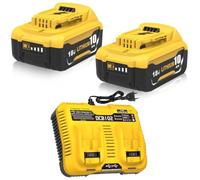 Moticett 2 pièces 10,0 Ah de Rechange Batterie pour Dewalt 18V DCB184 DCB180 DCB181 DCB182 DCB200 DCB201 DCB204 + 10,8~20 V 3 A DCB102 pour Dewalt Chargeur avec Affichage LED (Blanc)