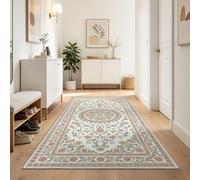 Motif À Fleur Glam Et Feuille De Vigne 80 x 200 cm Tapis Long Couloir | Floral Tapis Poil Ras, pour Chambre Salle a Manger Descente de Lit Bureau, Cuisine