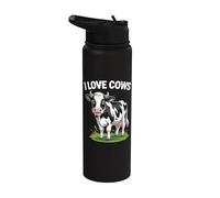 Motif animal de la ferme avec inscription « I Love Cows » Stainless Steel Insulated Water Bottle