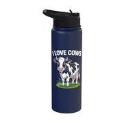 Motif animal de la ferme avec inscription « I Love Cows » Stainless Steel Insulated Water Bottle