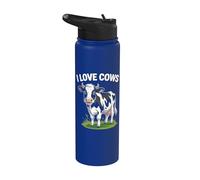 Motif animal de la ferme avec inscription « I Love Cows » Stainless Steel Insulated Water Bottle
