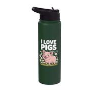 Motif animal de la ferme « I Love Pigs » Stainless Steel Insulated Water Bottle