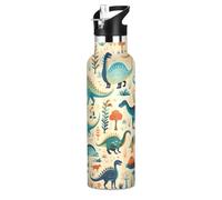 Motif Animaux RéPéTitif Beige Bouteille d'eau pour Enfants en Acier Inoxydable,Gobelet Isotherme Sous Vide pour Filles Garçons