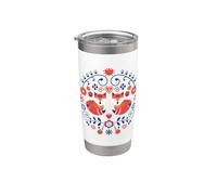 Motif art folklorique scandinave fleurs nordiques renard Gobelet isotherme en acier inoxydable double paroi
