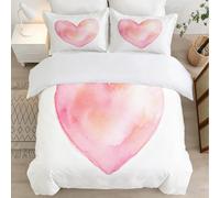 Motif de Cœur Peint Housse de Couette 150x200 Parures de Lit 1 Personne Imprimé 3D Microfibre Douce Style Romantique Housses Couette avec 2 Taies d'oreiller et Fermeture Éclair l.515