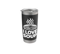 Motif de nouilles humoristique « I Love Soup » Gobelet isotherme en acier inoxydable double paroi