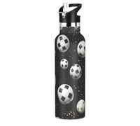 Motif De RéPéTition De Football Bouteille d'eau pour Enfants en Acier Inoxydable,Gobelet Isotherme Sous Vide pour Filles Garçons