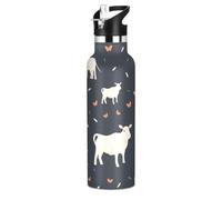 Motif De RéPéTition Noir Vache Mignon Bouteille d'eau pour Enfants en Acier Inoxydable,Gobelet Isotherme Sous Vide pour Filles Garçons