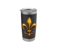 Motif emblème héraldique médiéval vieilli Fleur de lys Gobelet isotherme en acier inoxydable double paroi