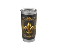 Motif fleur de lys art déco Gobelet isotherme en acier inoxydable double paroi