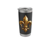 Motif fleur de lys Gobelet isotherme en acier inoxydable double paroi