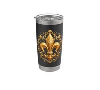 Motif fleur de lys héraldique Gobelet isotherme en acier inoxydable double paroi