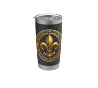 Motif floral de lys héraldique Gobelet isotherme en acier inoxydable double paroi