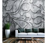 Motif Floral Fond Argenté - Papier Peint Paris Prix