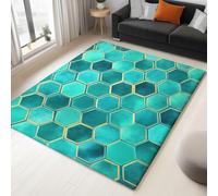 Motif Hexagonal Tapis 150x240 cm Style Moderne Moquette Antiderapant à Poils Courts Tapis 3D Lavable en Machine Convient aux Chambres, Bureaux Salons et Couloirs b-3305