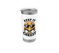Motif Keep Cheesy Cartoon Burger Gobelet isotherme en acier inoxydable double paroi