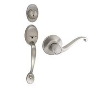 Motif maison Coventry 2 voies Ensemble de poignées de porte avec bouton de porte d'entrée de gamme, Nickel, 783514