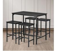 Motif Marbre Noir Table à manger et chaises avec 4 chaises, comptoir de cuisine, Ensemble table de bar avec tabourets de bar